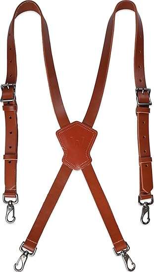 WELKINLAND Top-Grain Buffalo leather suspenders, Leather braces for men, Vintage suspenders mens, Brown Leather suspenders for men heavy duty, Leather suspenders for mens western 