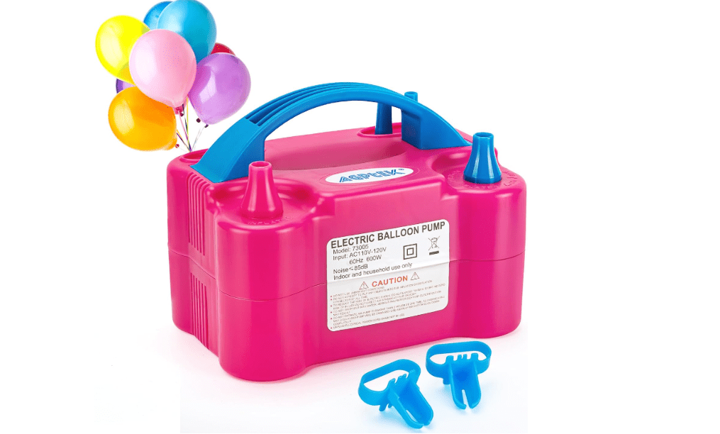AGPTEK Electric Air Balloon Pump, 110V 600W Rose Red Portable Dual Nozzle Inflator/Blower for Party Decoration

