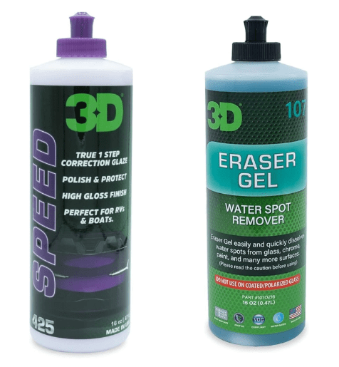 3D Eraser Gel Hard Water Spot Remover & 3D Speed Car Polish & Wax – Restore & Protect – Removes Hard Water Stains & Enhances Paint Gloss – 16oz 