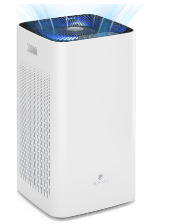 Medify MA-112 UV Light Air Purifier with True HEPA H14 Filter | 4,455 ft² Coverage in 1hr for Wildfires Smoke, Odors, Pollen, Pets | Removal to 0.1 Microns | White, 1-Pack