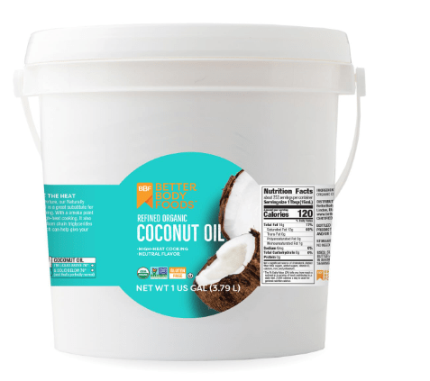 BetterBody Foods Refined Organic Coconut Oil with Neutral Flavor and Aroma, Non-GMO, Cooking Oil, 1 Gallon