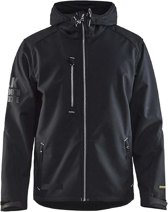 BLÅKLÄDER Men's Pro Softshell Workwear Jacket with Hood 3-Layer Warm Insulated Windproof Waterproof Breathable Reflective