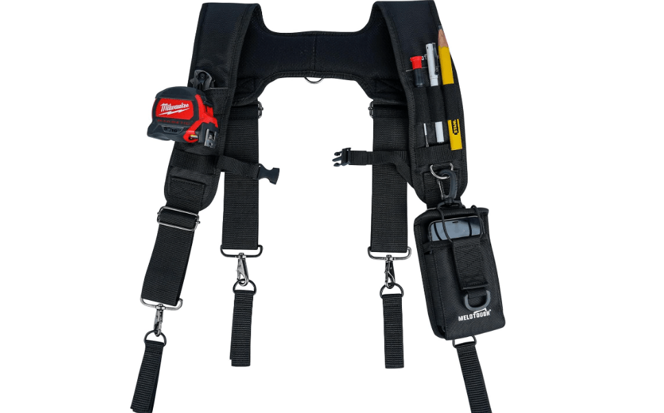 MELOTOUGH Tool Belt Suspenders Construction Bag Suspenders Padded Work belt Suspenders for Carpenter/Electrician/Roofing/Farmer work Suspension Rig(H Back) 