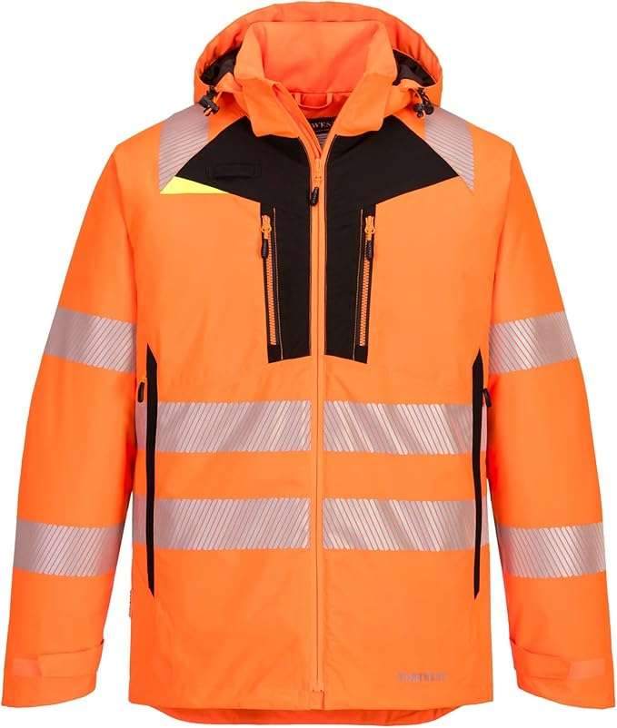 Portwest DX461 Men's DX4 Waterproof Hi Vis Winter Jacket Safety Workwear Hooded with Pockets