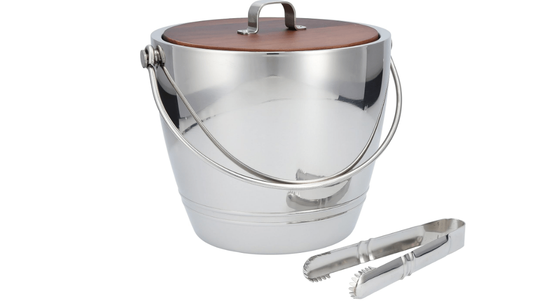 Crafthouse by Fortessa Professional Barware by Charles Joly Stainless Steel Round Ice Bucket with Tongs 