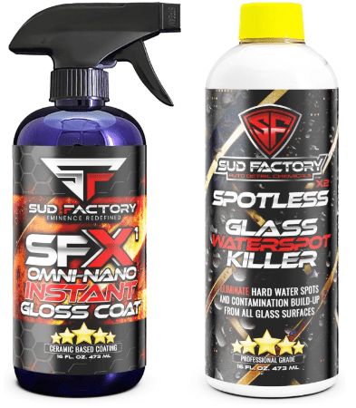 Spotless X2 & SFX1 Bundle Upgraded Glass Water Spot Remover & Multi-Surface Ceramic Protection Spray for Windows, Showers, and More Easy to Use, Professional Grade Cleaning and Protection