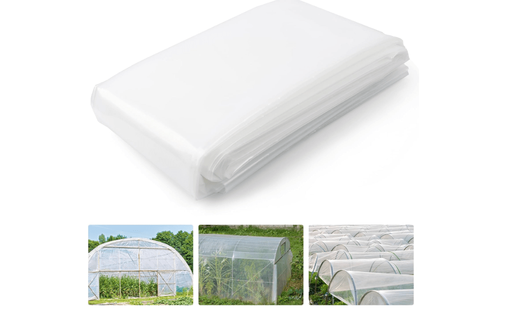 Greenhouse Plastic Sheeting, 6 mil Thickness 32 x 40 FT Transparent Greenhouse Plastic Film, Green House Plastic Covering for Gardening, Farming, Green House, Nursery, Henhouse etc
