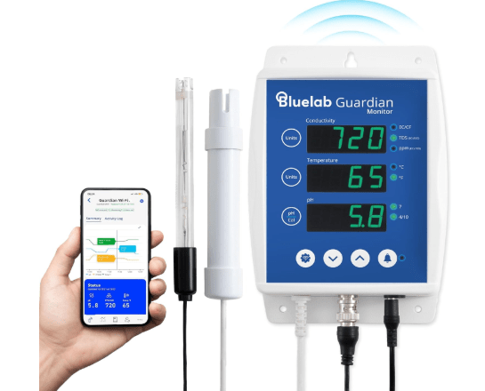 Bluelab Guardian Monitor Wi-Fi for Real-time pH, Temperature, and Conductivity (TDS) Measurements in Water with Calibration, 3 in 1 Digital Nutrient Meter for Hydroponic Systems and Indoor Plant Grow