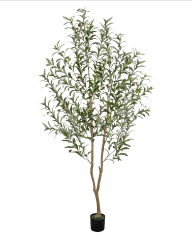 6FT Olive Tree Artificial Indoor, 72in Tall Faux Olive Tree with Pot, Fake Potted Tree with Fruits for Home Office Decor