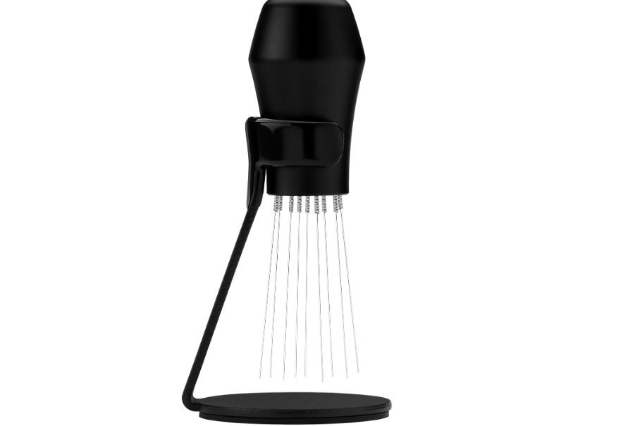 Normcore WDT Distribution Tool with Stand V3-9 Prong Needle Espresso Stirrer - 18 Needles 0.25mm / 0.3mm Thick Spring Wires - Weiss Distribution Technique - Anodized Aluminum Handle
