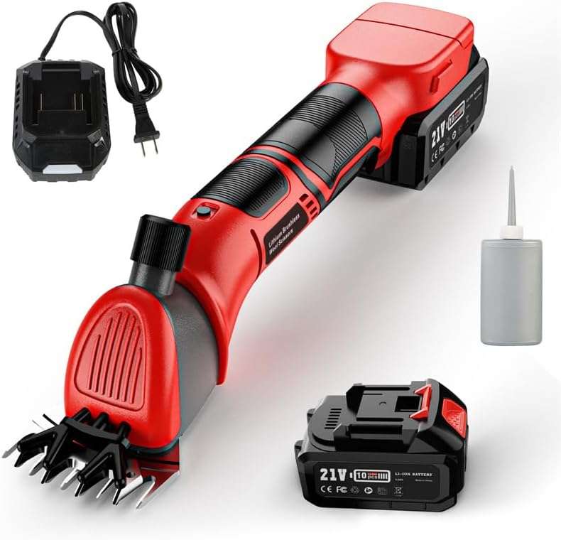 YEACHA Sheep Shears, 20V Horse Clippers Cordless, 2x4.0Ah Batteries Brushless Clippers, Heavy Duty Electric Shears, Horse Grooming Kit for Thick Coat