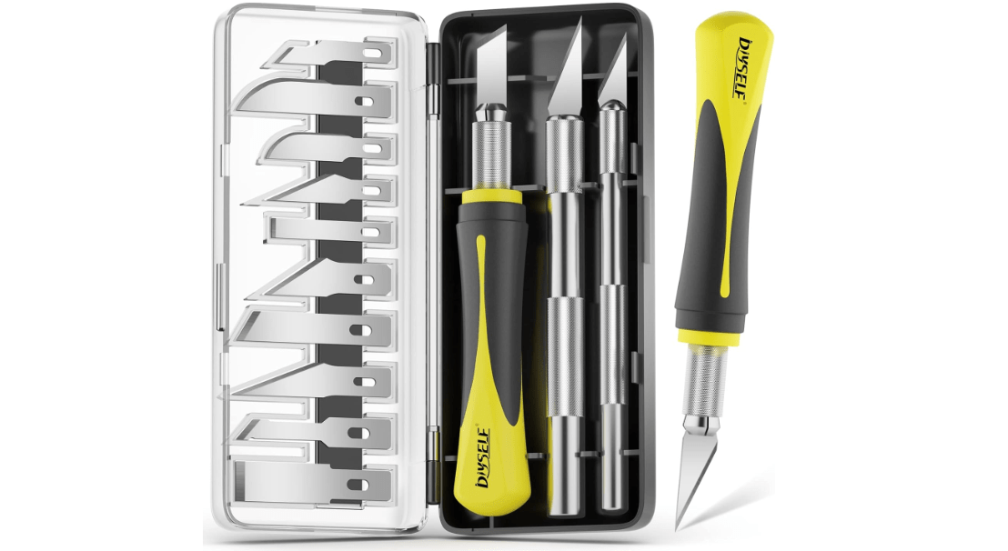 DIYSELF 16-Piece Craft Knife Set, Exacto Knife Set, 3-Piece Hobby Knife with 10-Piece Exacto Knife Blades, Precision Art Knife for Pumpkin Carving, Modeling, Exactly Knife, Pumpkin Carving Tools 