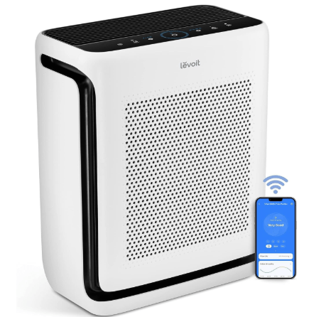 LEVOIT Air Purifiers for Home Large Room Up to 1875 Ft² with Washable Pre-Filter, AHAM VERIFIDE, Air Quality Monitor, HEPA Sleep Mode for Allergies, Pet Hair in Bedroom, Vital 200S-P, White