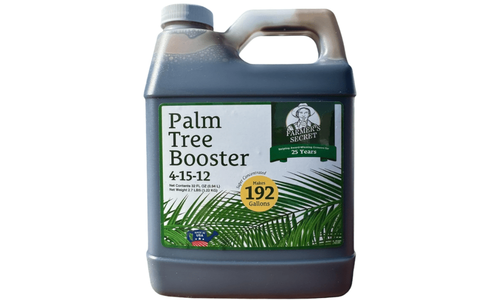 Farmer's Secret Palm Tree Booster Fertilizer (32oz) - Super Concentrated 4-15-12 Formula - Formulated for All Types of Palm Trees at All Life Stages - Outdoor and Indoor/Container Trees