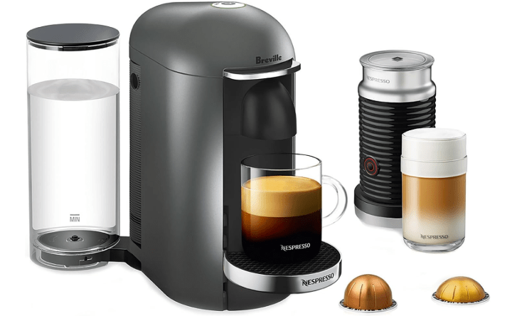 Nespresso Vertuo Plus Deluxe Coffee and Espresso Maker by Breville, Titan with Aeroccino Milk Frother