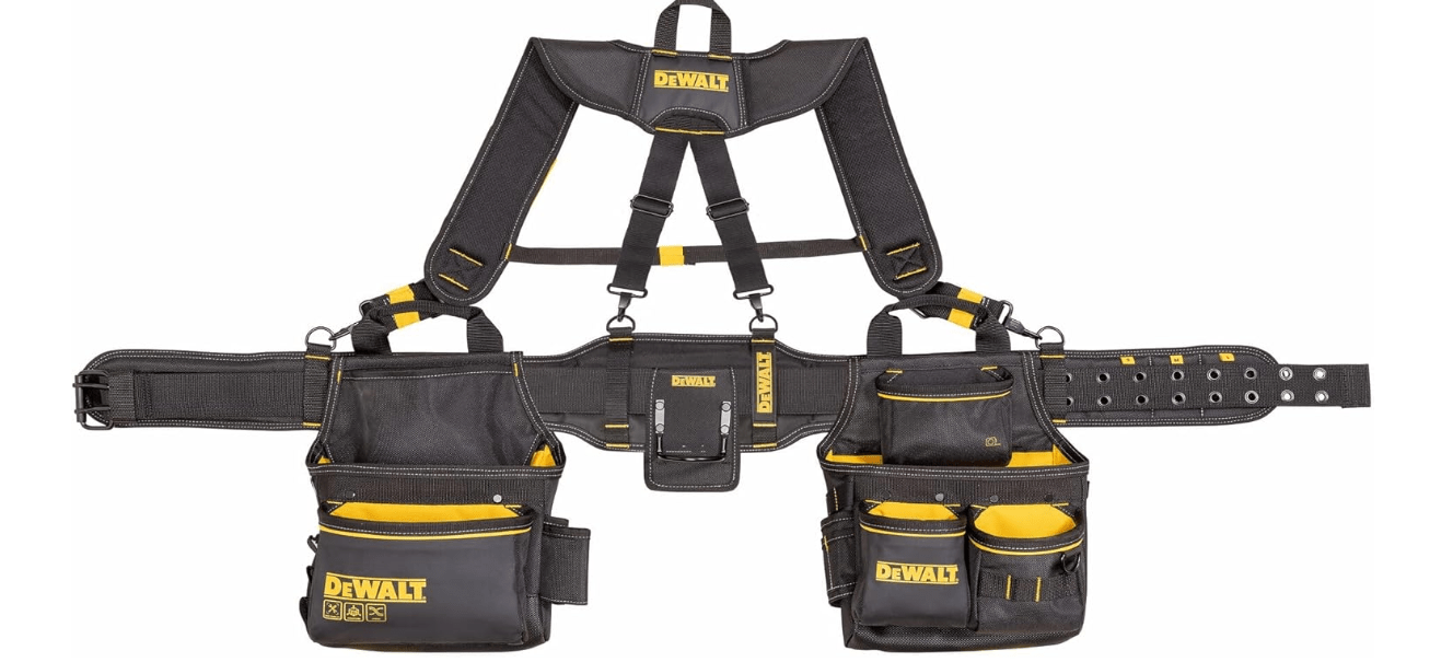DEWALT Professional Tool Belt Organizer With Suspenders and 25 Pockets, Heavy Duty Construction (DWST540602) 