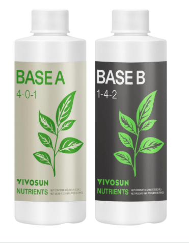 VIVOSUN Liquid Nutrients Base A & B Bundle, Grow Big Hydroponic Fertilizer, Supports Vegetative and Flowering Stages for Outdoor, Indoor Plants, Best Plant Food, Set of 8oz