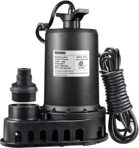 WASSERMANN 1/2HP Submersible Water Pump,3300GPH Thermoplastic Utility Pump Electric Portable Transfer Clean/Dirty Sump Pump for Pool Tub Garden Pond Draining with 10 FT Cord 