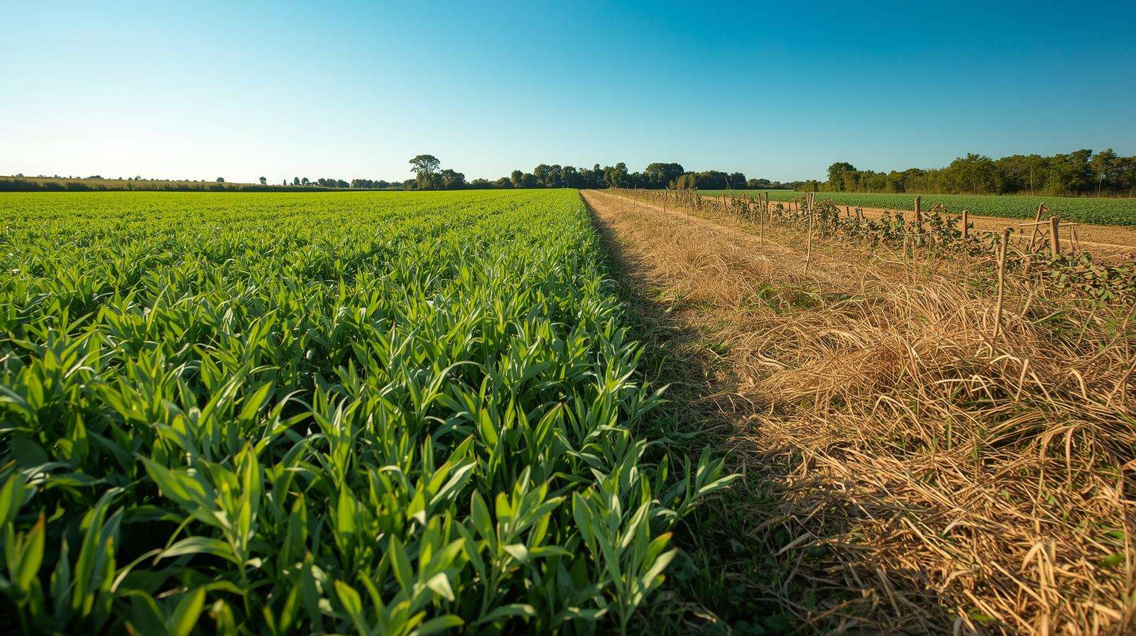 Comparison of weed-free and weedy field sections with pre emergent fertilizer
