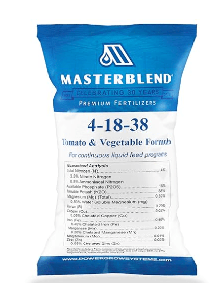 Masterblend 4-18-38 Tomato Fertilizer Mix (Best Hydroponic-Style for Pots)