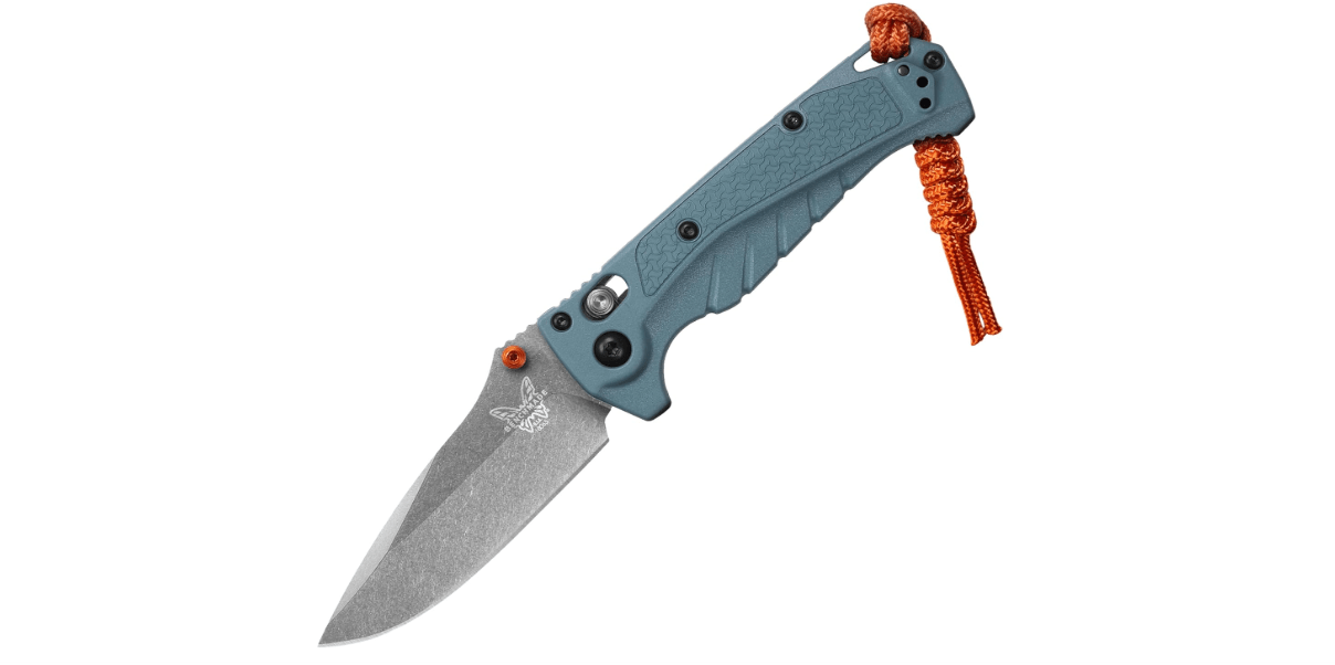 Benchmade - Mini Adira 18065 Outdoor Knife, Plain Edge with Depth Blue Grivory Handle (18065)
