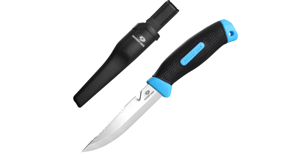 Mossy Oak Fishing & Bait Knife, 4" Fish Fillet With Protective Sheath, Razor Sharp 5Cr15MoV Stainless Steel Blade, Ergonomic Non-Slip Handle for Open Back and Boning
