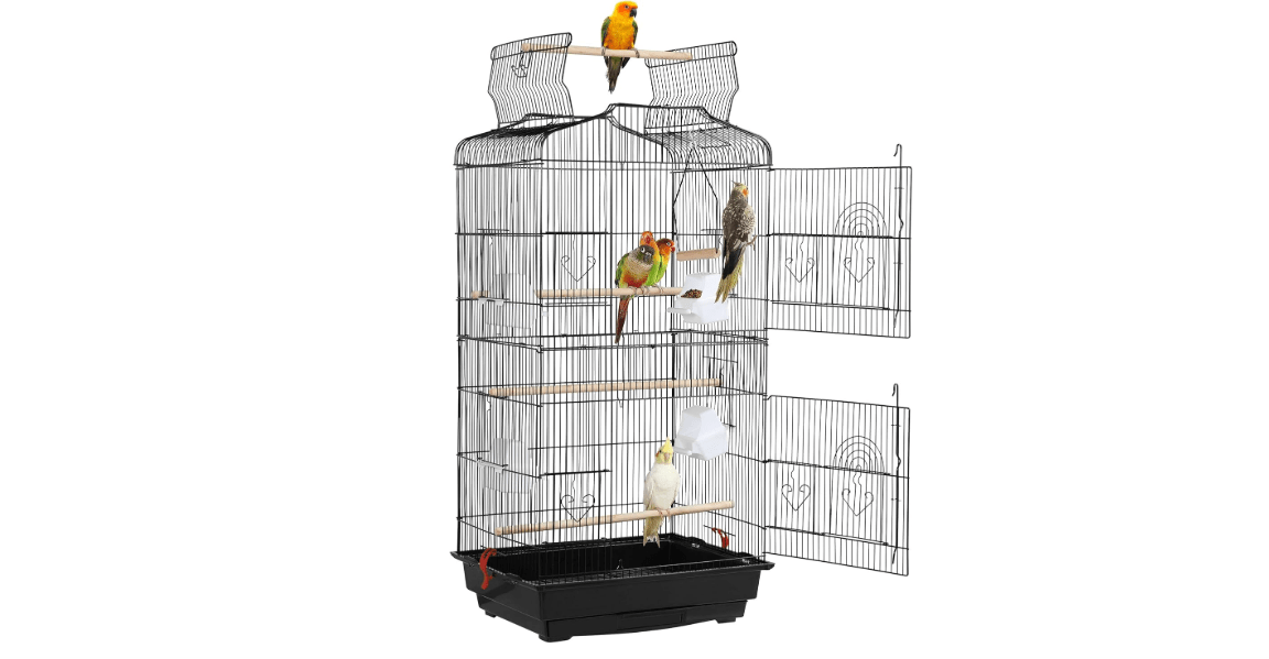 Yaheetech 41-inch Open Top Medium Bird Cages for Parakeets Finches Canaries Lovebirds Small Quaker Parrots Cockatiels Budgie Green Cheek Conure Travel Pet Flight Birdcage
