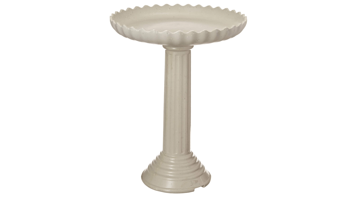Farm Innovators Model HBC-120C Heated Birdbath, All Season Decorative Scalloped Stone with Pedestal, 120-Watt, Gray
