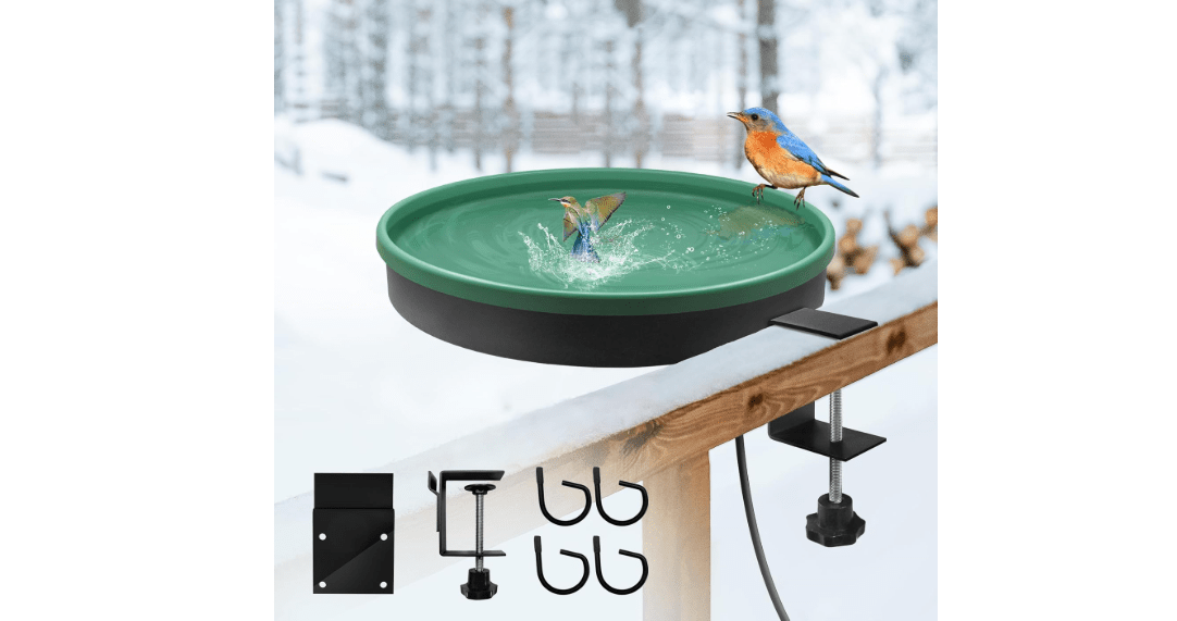 Heated Bird Bath, 3 Easy Ways to Mount Heavy Duty Metal Pedestal Detachable Bird Bath Bowl for Easy Cleaning, 75W Heated Bird Baths for Outdoors for Winter Garden Yard Patio Lawn, Green
