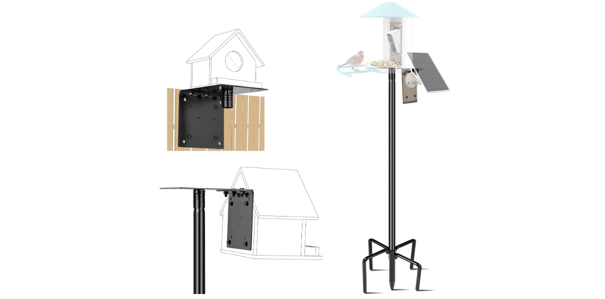 Ottsuls Bird Feeder Pole, 109 Inch Heavy Duty Bird House Pole Kit for Outdoors, with 5-Prong Base Feeding Station for Wild Birds Watching, Adjustable Feeder Stand (House Not Included)
