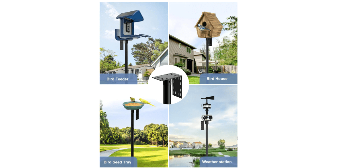 Bird Feeder Pole Stand – 74.5 Inch Height Feeding Station with 1-Inch Dia Heavy Duty for Hanging Feeders, Bird House Pole Mount Kit for Outdoor, Slip-Fit Connection
