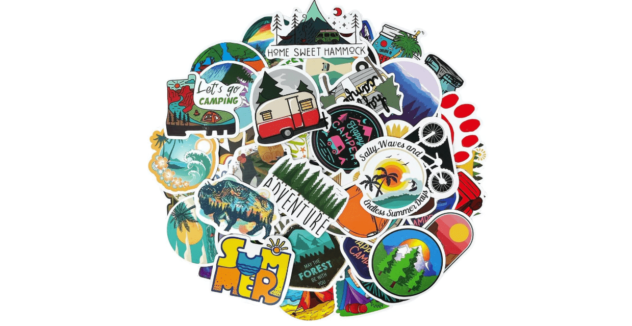 allydrew Waterproof Vinyl Stickers for Water Bottles, Laptop, Phones, Skateboards, Decals for Teens, 100pcs, Outdoor Adventures
