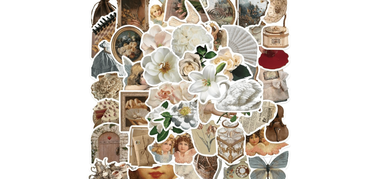 50PCS Vintage Aesthetic Stickers,Retro Cottagecore Decor,Waterproof Vinyl Stickers for Laptop,Water Bottle,Phone Case
