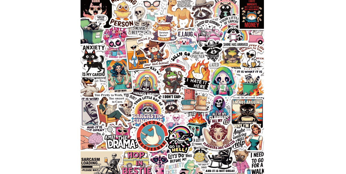 110PCS Funny Holographic Stickers Sarcastic Meme Stickers Waterproof Cool Sticker for Laptop Laptop Sticker Pack Computer Phone

