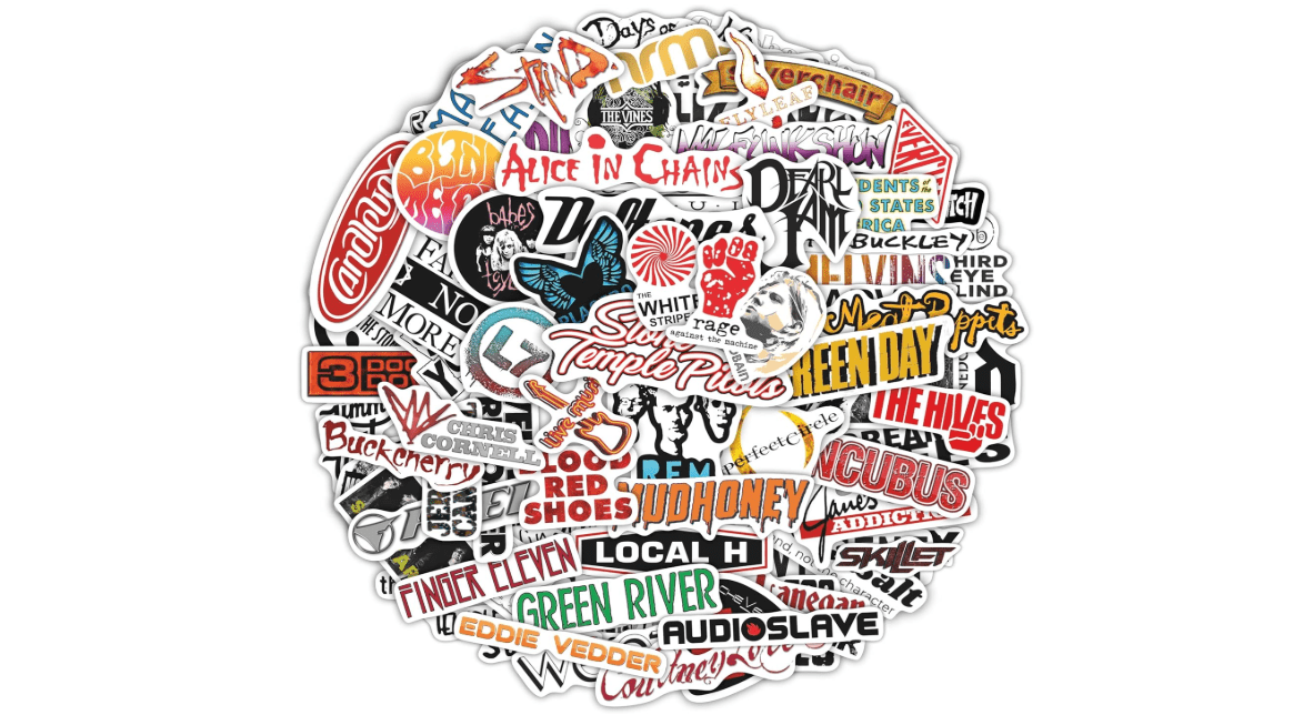 100Pcs Grunge Stickers, 90's Grunge Music, Rock Stickers, Rock Band Decals, Music Gifts for Men and Women

