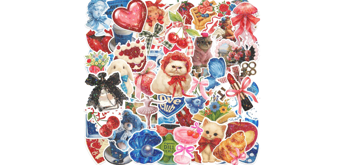 105PCS Coquette Stickers Pack, Cute Aesthetic Stickers, Small Coquette Sticker Pack, Holographic Waterproof Vinyl Decals for Water Bottles, Laptop, Phone Case, Tablet & Scrapbook Decor
