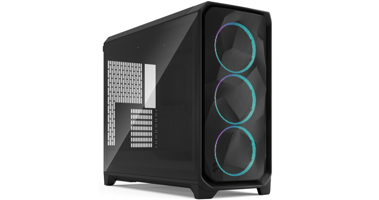 Fractal Design Meshify 3 XL Black RGB Tempered Glass Light Tint - High Airflow PC Gaming Case - Mesh Front Panel - Three ARGB Momentum 14 Gen 2 Fans Included - Spacious Interior - GPU up to 512mm
