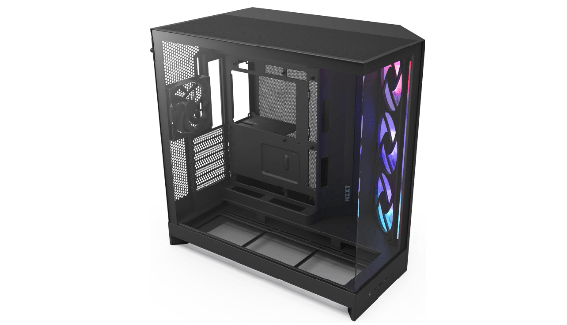 NZXT H9 Flow RGB (2025) – Large Dual-Chamber ATX Mid-Tower Airflow PC Case – Includes 1 x 420mm RGB Fan Unit & 1 x 120mm Fan – 420mm Radiator Support – Tempered Glass – Back-Connect Ready – Black
