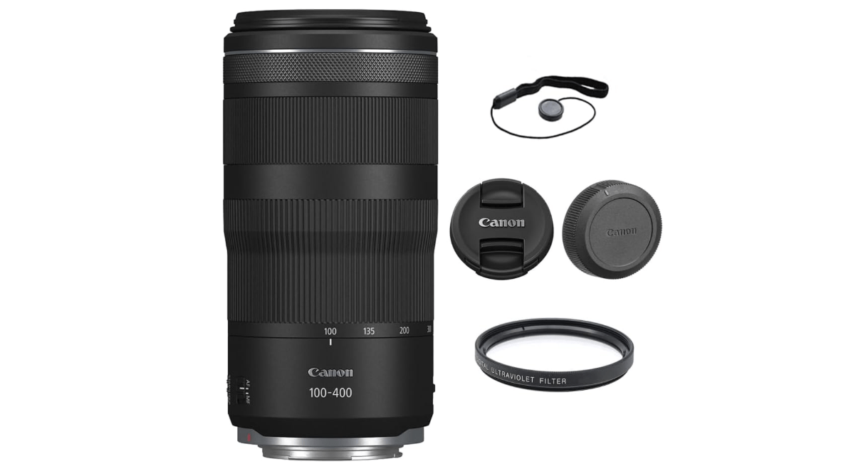 Canon RF 100-400mm f/5.6-8 is USM Lens with 67mm UV Filter and Lens Cap Keeper (3 Items)