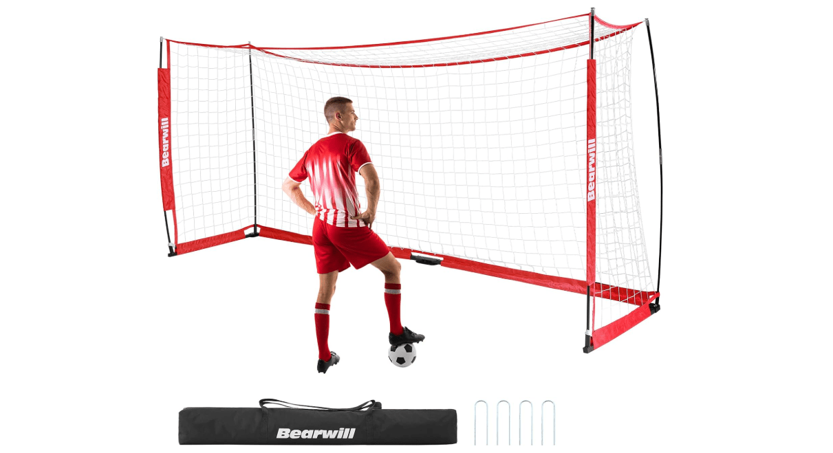 Bearwill Soccer Goal, 12X6FT Soccer Net Easy Setup, Portable Soccer Goals for Backyard with Upgraded Collapsible Metal Base, Outdoor Indoor Soccer Goal Net for Practice with Carry Bag
