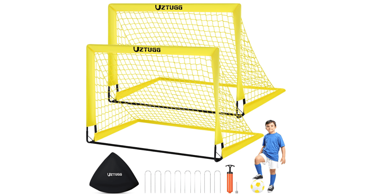Soccer Goals, Soccer Net for Backyard, 2 Pack 4' x 3' Soccer Goal Training Equipment, Portable Soccer Nets with Soccer Ball and Ball Pump,Goal Net for Sports Training