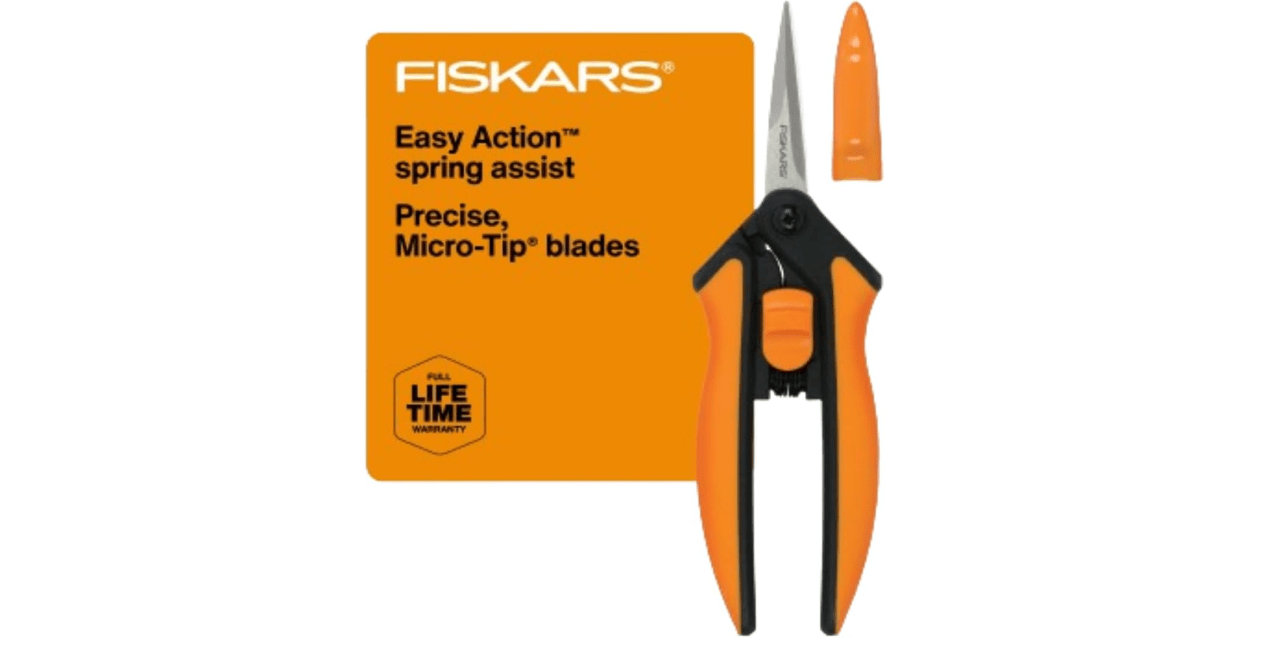 Fiskars 6" Pruning Scissors for Flower Stems, Herbs, Buds, and Small Plants, Garden Snips with Stainless Steel Blades, Gardening Trimmers with Comfortable Handle
