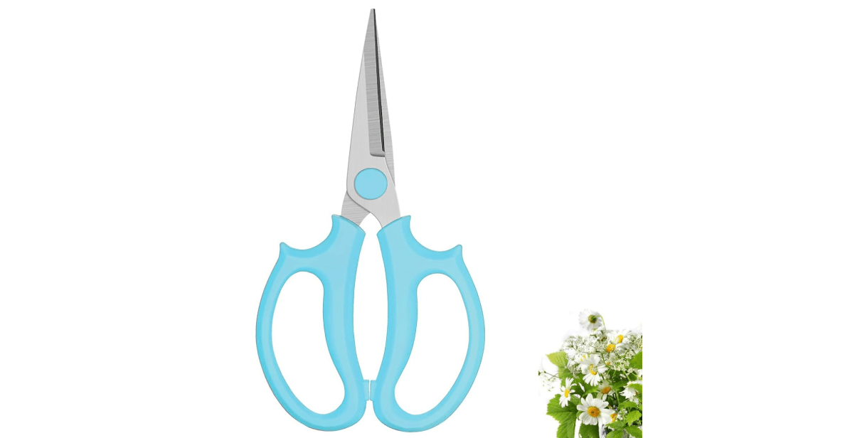 Leize Flower Scissors, Premium Thickened Stainless Steel Floral Shears, Strong Pruner for Flowers, Branches and Leaves (Blue Slender)
