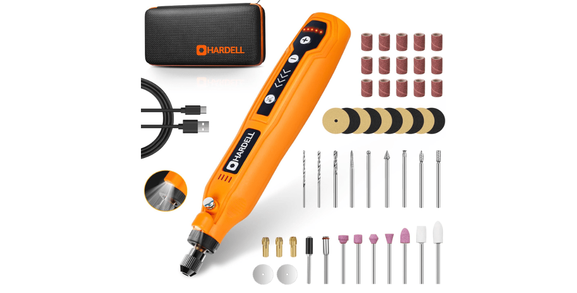 HARDELL Mini Cordless Rotary Tool, 5-Speed and USB Charging Rotary Tool Kit with 69 Accessories, Multi-Purpose 3.7V Power Rotary Tool for Sanding, Polishing, Drilling, Etching, Engraving, DIY Crafts 