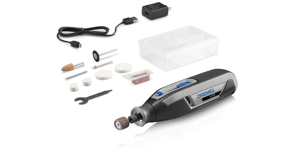 Dremel Lite 7760 N/10 4V Li-Ion Cordless Rotary Tool, Variable Speed Multi-Purpose Kit, USB Charging, Easy Accessory Changes - Perfect For Light-Duty DIY & Crafting, Sanding, Engraving and Polishing 