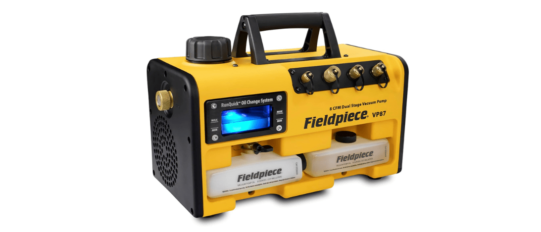 Fieldpiece VP87 Vacuum Pump – 8 CFM, ¾ HP DC Motor, RunQuick Oil Change System – Portable - Professional HVAC Tool - A2L Compatible