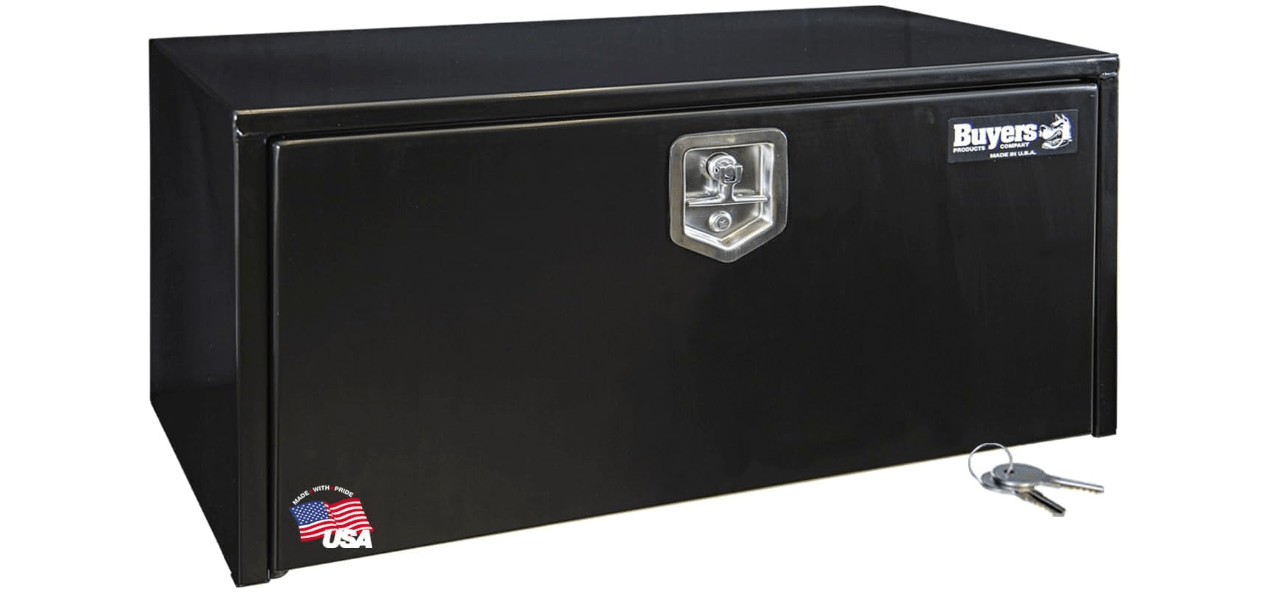 Buyers Products 1702305 Black Steel Underbody Truck Box, 18 x 18 x 36 Inch, Made In the USA, 14 Ga Black Steel Trailer/Truck Bed Tool Box, Weather-Resistant, Locking T-Latch