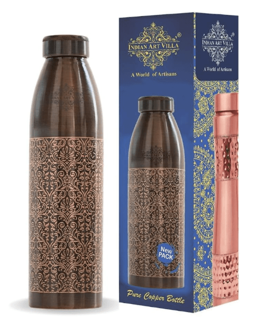 Indian Art Villa Seamless Copper Bottle
