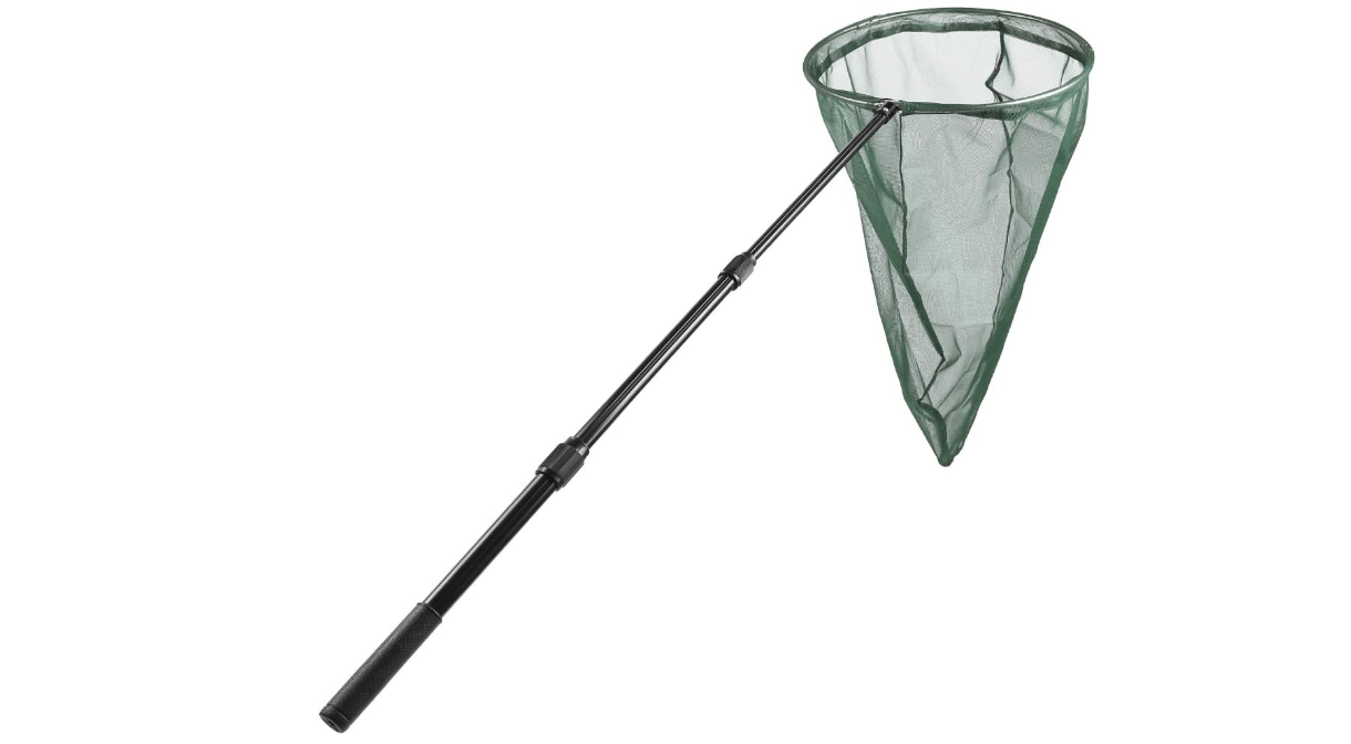 RESTCLOUD Professional Insect and Butterfly Net with 14" Stainless Ring, 26" Net Depth, Strong Aluminum Telescopic Handle Extends to 39", Full Extended to 53 Inches Green
