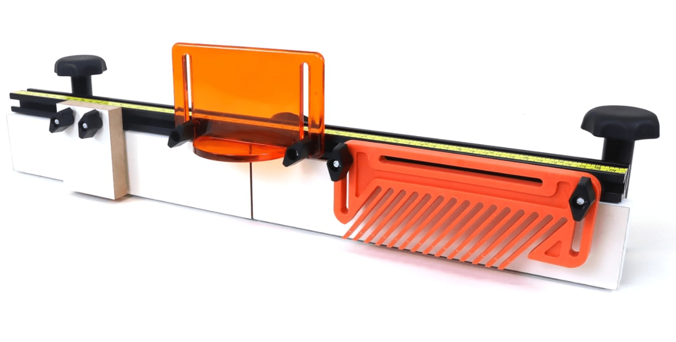 Taytools 300015 Deluxe 32 Inches Long Router Table Fence 3-1/2 Inch Tall Anodized Aluminum with Feather Board, Bit Guard, Adjustable Stop and Dust Port